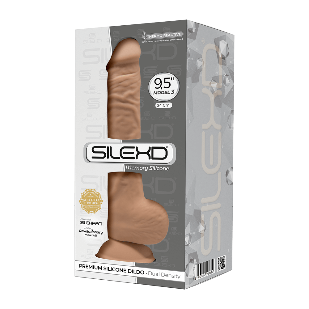 SilexD MODEL 3 - 9,5" CARAMEL 220369 FALLO REALISTICO PENE ARTIFICIALE IN SILICONE MEMORY TERMOREATTIVO CM 24