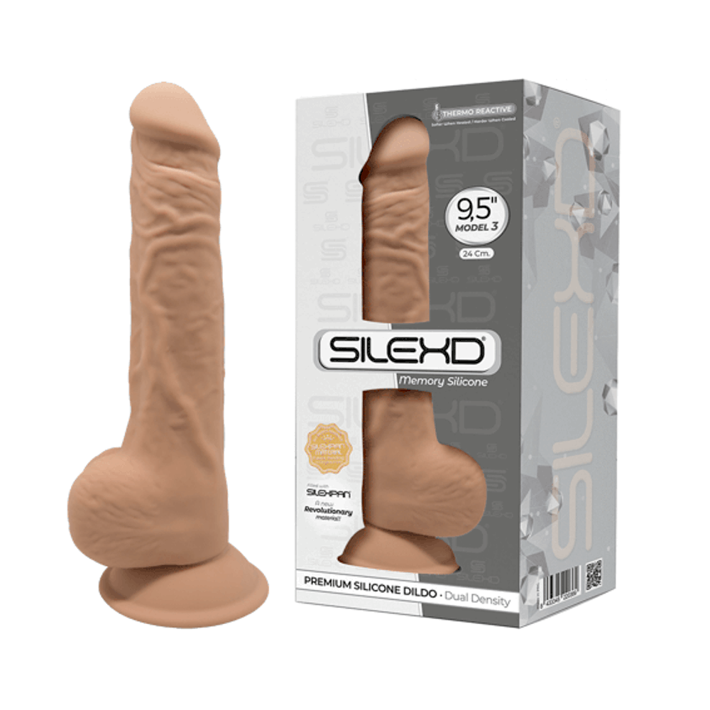 SilexD MODEL 3 - 9,5" CARAMEL 220369 FALLO REALISTICO PENE ARTIFICIALE IN SILICONE MEMORY TERMOREATTIVO CM 24