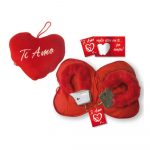 V 6582 SAN VALENTINO CUORE CON MANETTE PELUCHE ROSSO + BIGLIETTO TI AMO