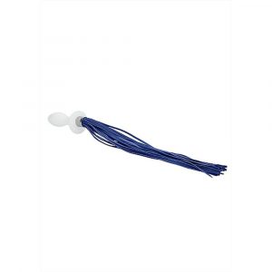 CHR020WHT TAIL – WHITE PLUG ANALE IN VETRO BOROSILICATO BIANCO CON FRUSTA IN FINTA PELLE BLU