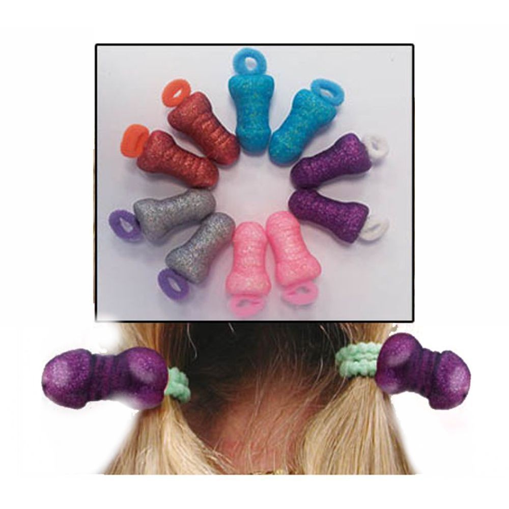 4343 COPPIA DI ELASTICI PER CAPELLI CON PISELLO PARTY GADGET SCHERZO PER ADULTI ADDIO AL NUBILATO