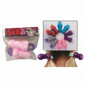 4343 COPPIA DI ELASTICI PER CAPELLI CON PISELLO PARTY GADGET SCHERZO PER ADULTI ADDIO AL NUBILATO