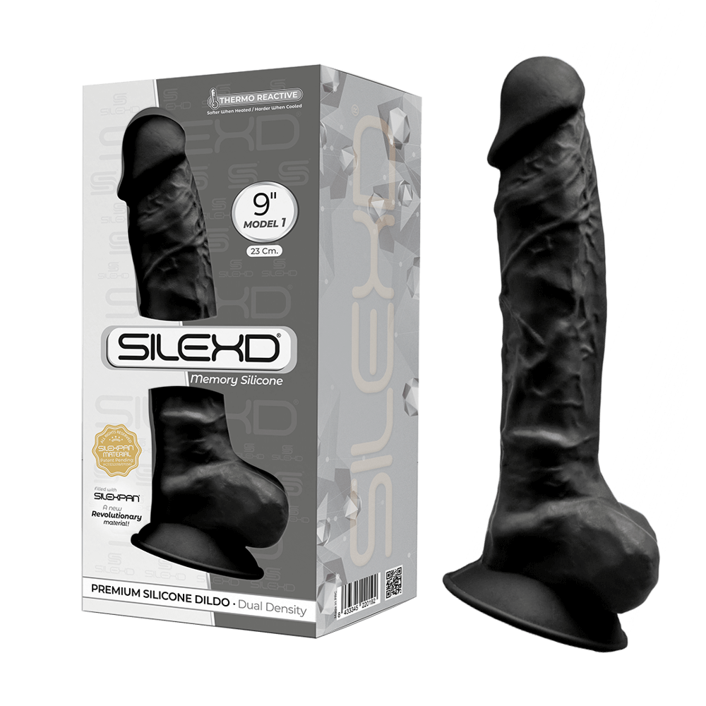 SILEXD MODEL 1 – 9" BLACK 220198 FALLO REALISTICO NON VIBRANTE IN SILICONE TERMO REATTIVO 23 CM