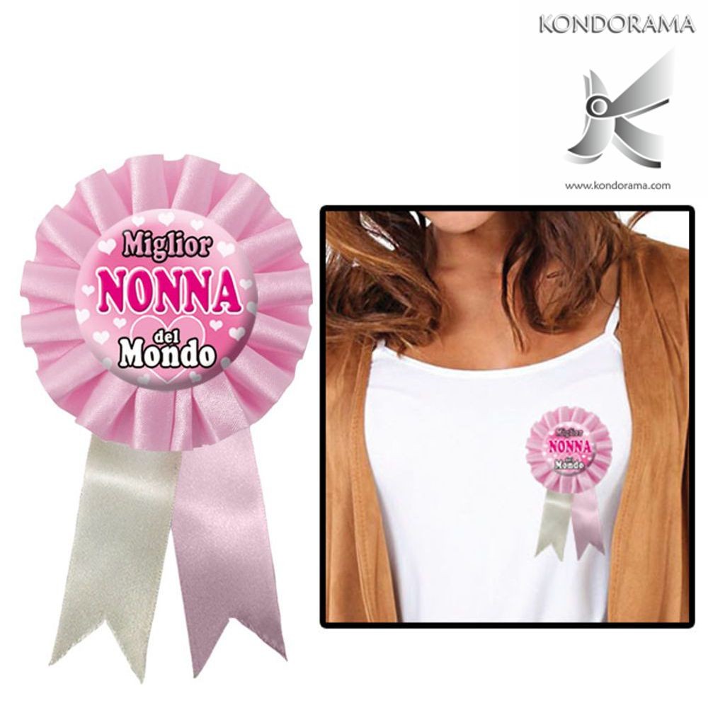 6119-12 COCCARDA ROSA MIGLIOR NONNA DEL MONDO